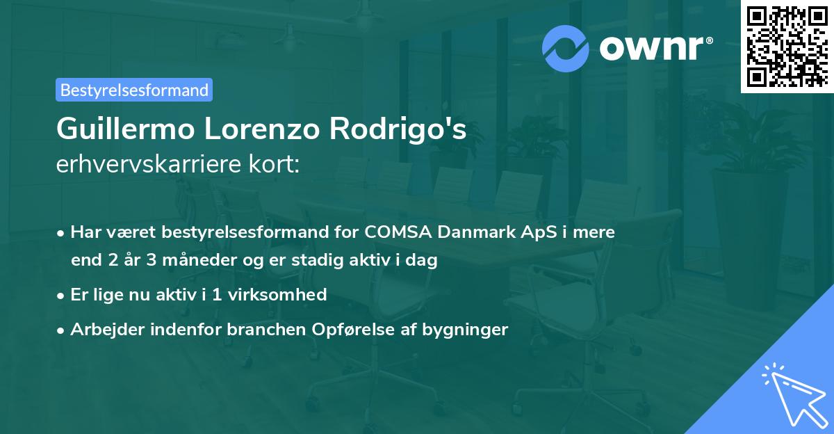 Guillermo Lorenzo Rodrigo's erhvervskarriere kort
