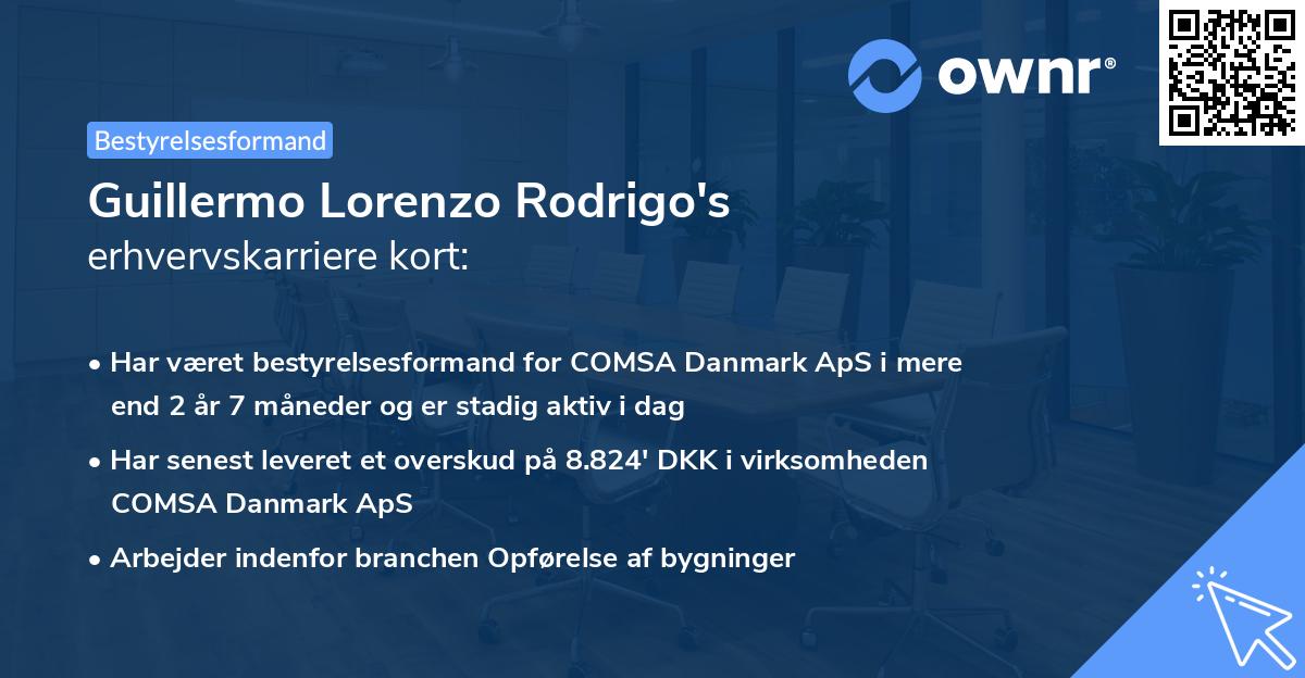 Guillermo Lorenzo Rodrigo's erhvervskarriere kort