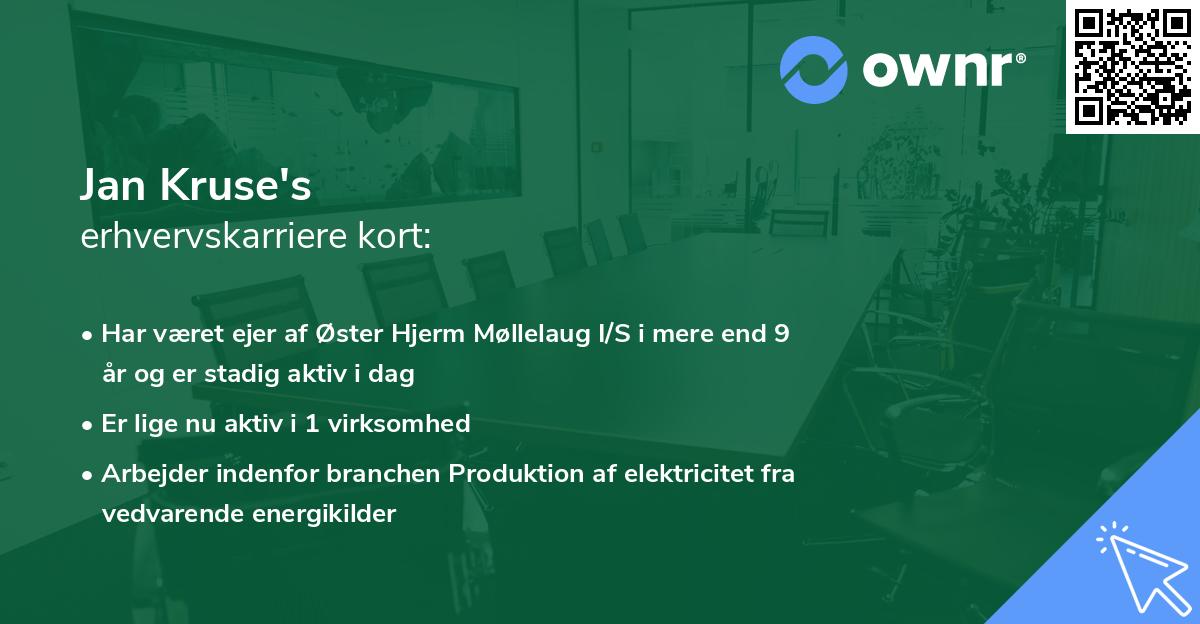 Jan Kruse's erhvervskarriere kort
