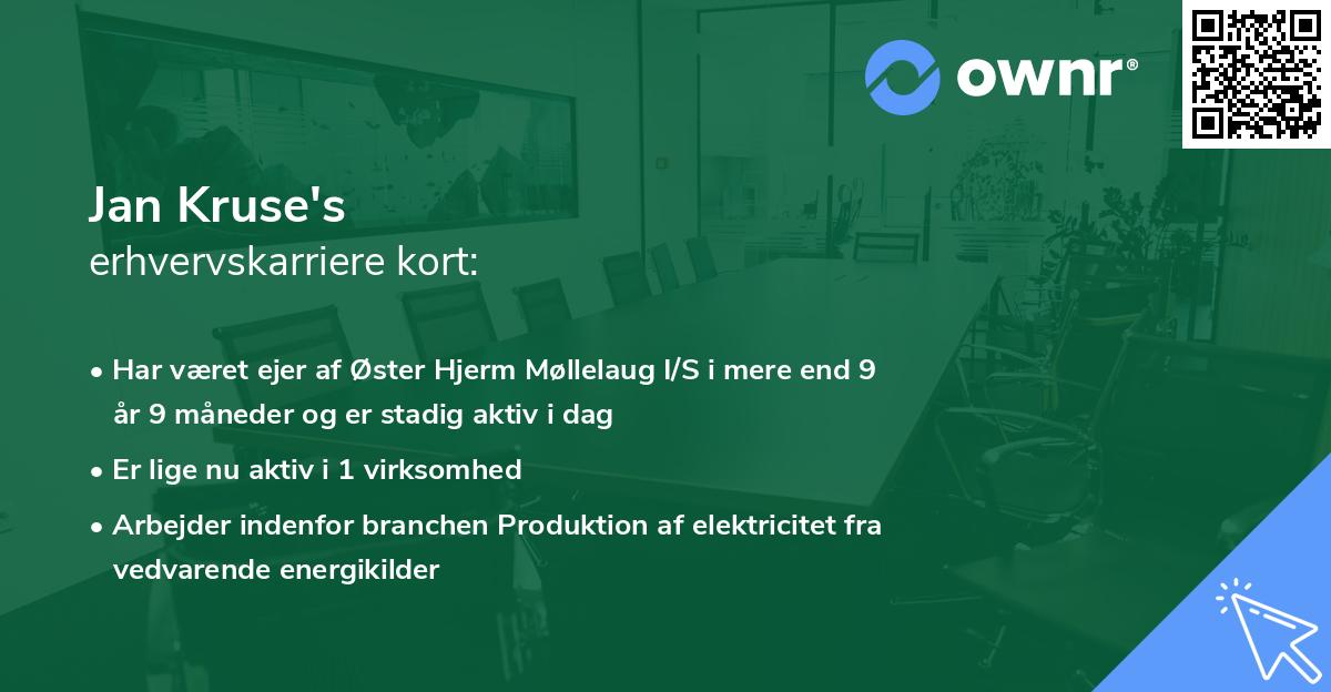 Jan Kruse's erhvervskarriere kort