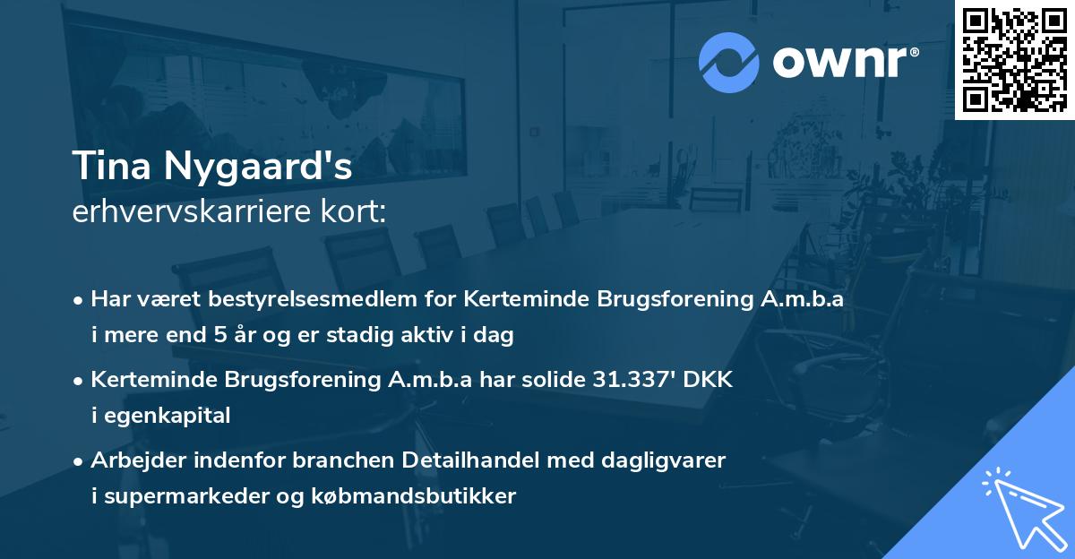 Tina Nygaard's erhvervskarriere kort