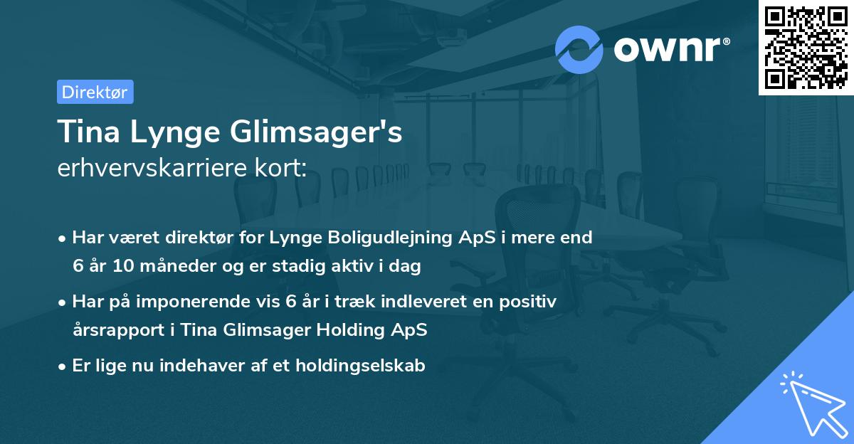 Tina Lynge Glimsager's erhvervskarriere kort