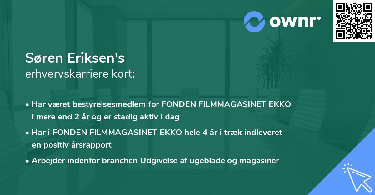 Søren Eriksen's erhvervskarriere kort
