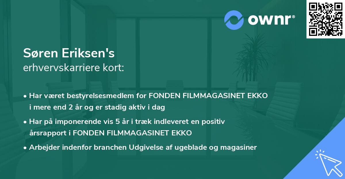 Søren Eriksen's erhvervskarriere kort