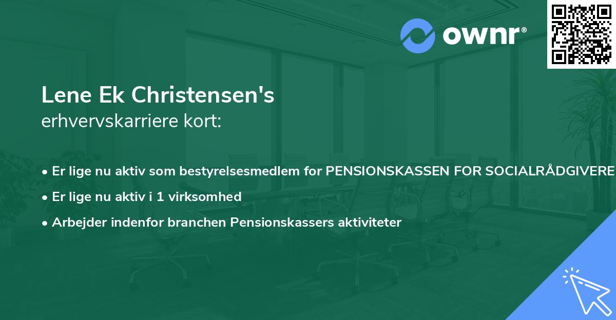 Lene Ek Christensen's erhvervskarriere kort