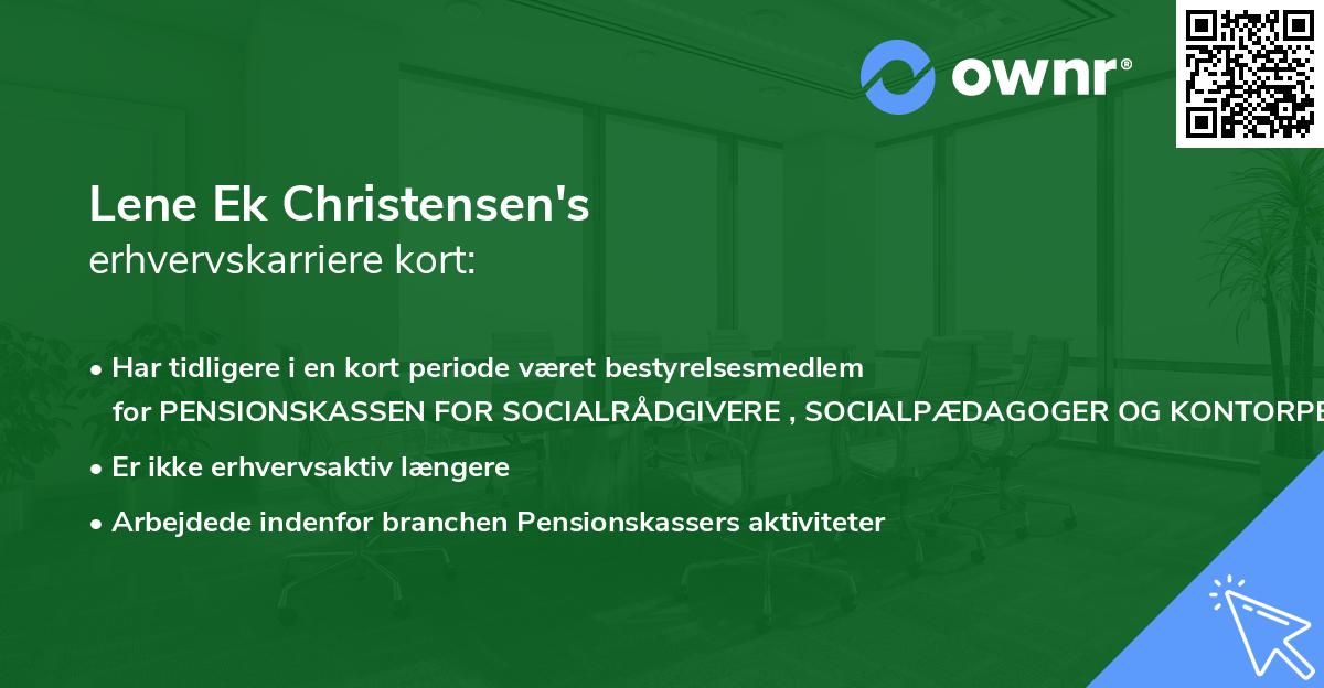 Lene Ek Christensen's erhvervskarriere kort