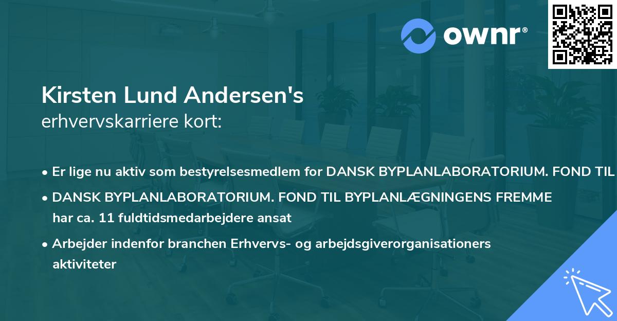 Kirsten Lund Andersen's erhvervskarriere kort