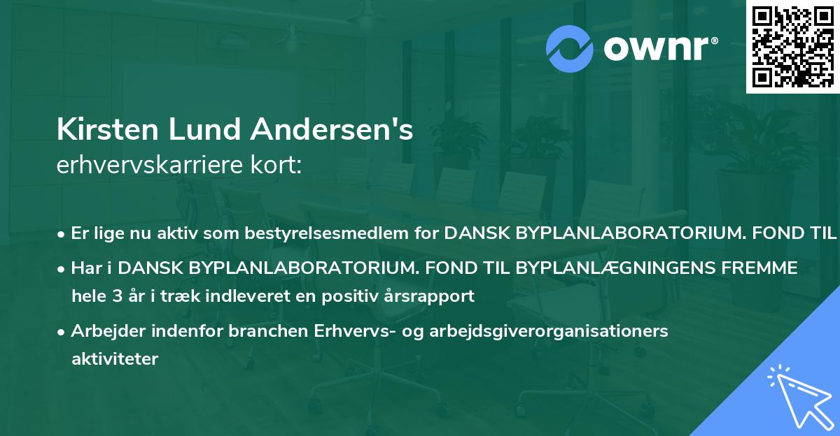 Kirsten Lund Andersen's erhvervskarriere kort