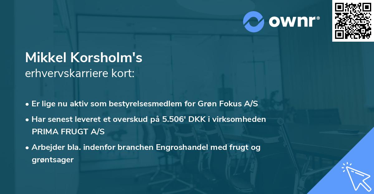 Mikkel Korsholm's erhvervskarriere kort