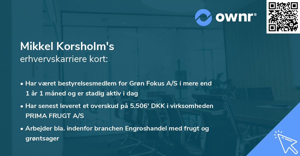 Mikkel Korsholm's erhvervskarriere kort