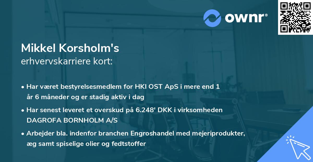 Mikkel Korsholm's erhvervskarriere kort