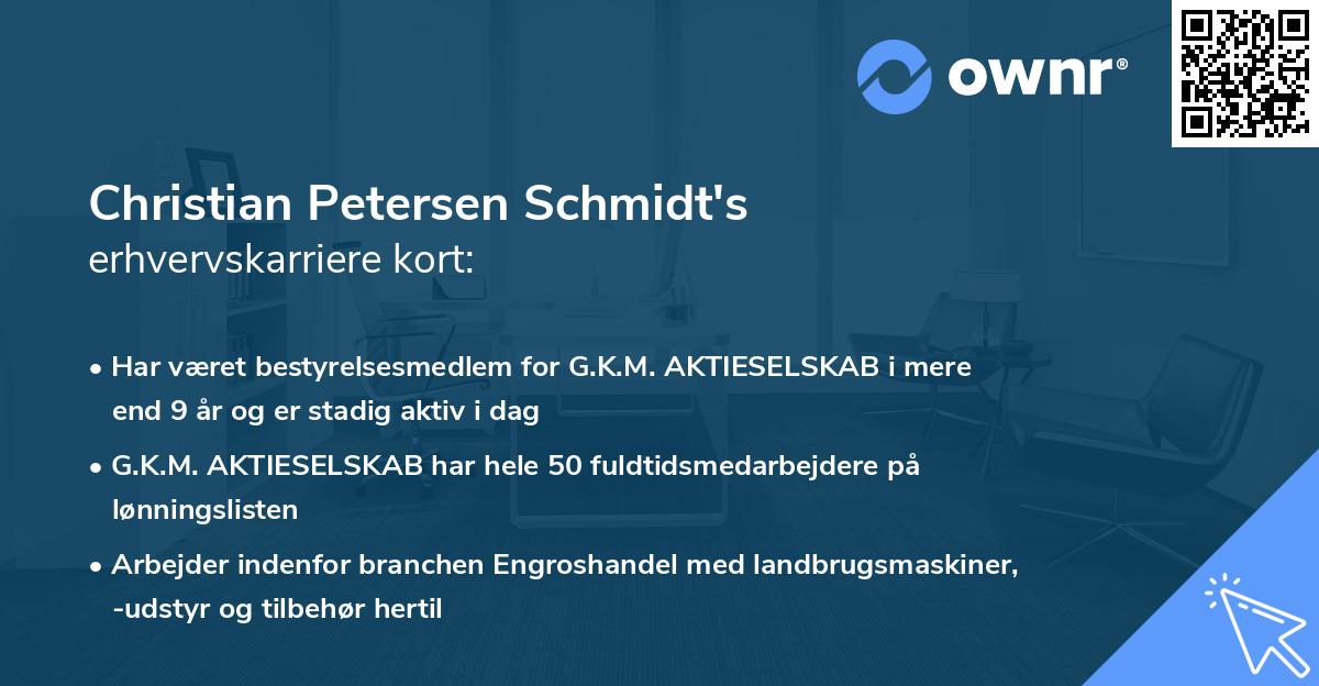 Christian Petersen Schmidt's erhvervskarriere kort
