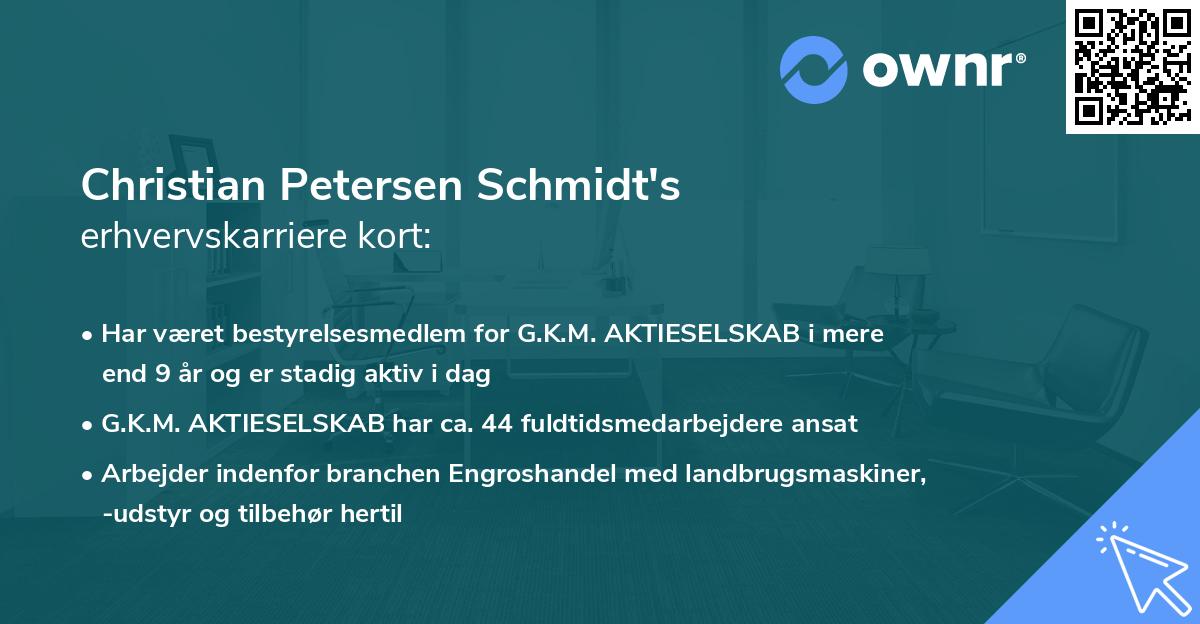 Christian Petersen Schmidt's erhvervskarriere kort