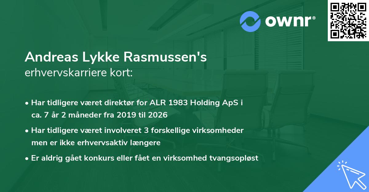 Andreas Lykke Rasmussen's erhvervskarriere kort