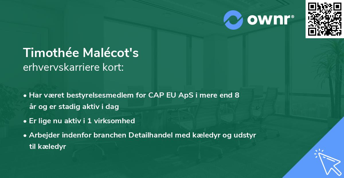 Timothée Malécot's erhvervskarriere kort