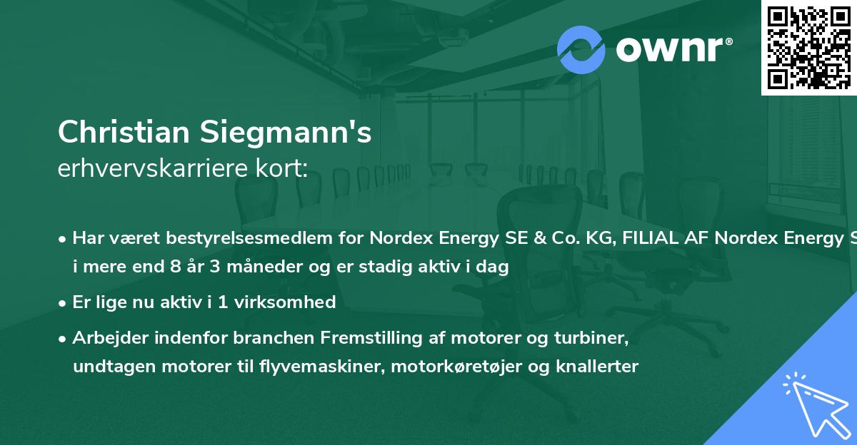 Christian Siegmann's erhvervskarriere kort