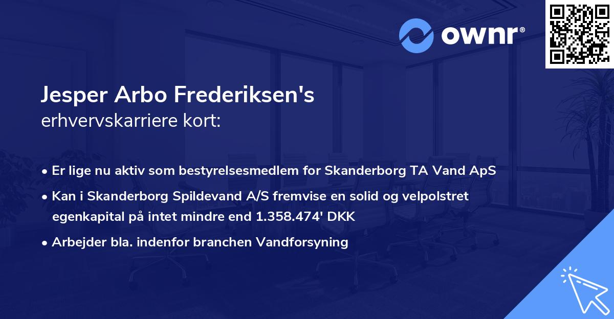 Jesper Arbo Frederiksen's erhvervskarriere kort