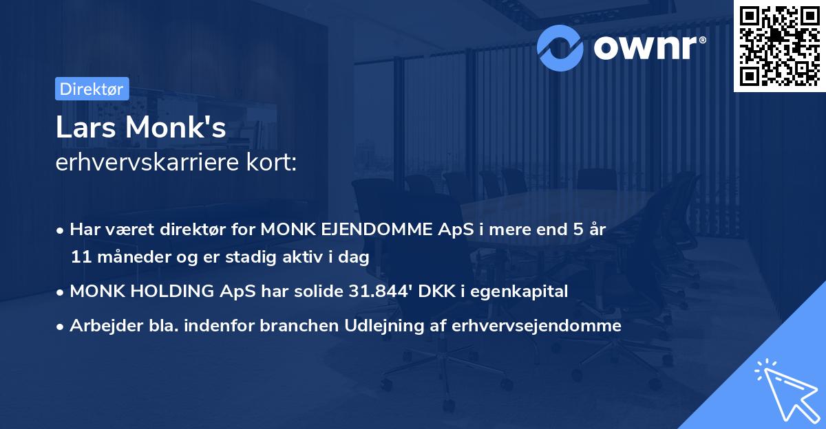 Lars Monk's erhvervskarriere kort