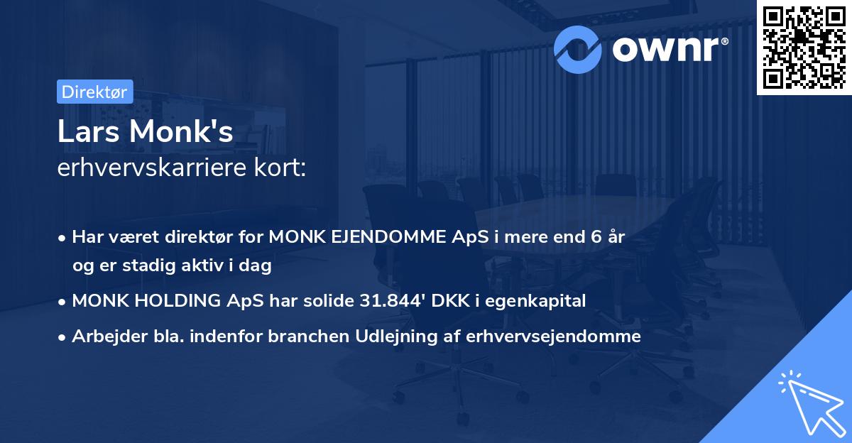 Lars Monk's erhvervskarriere kort