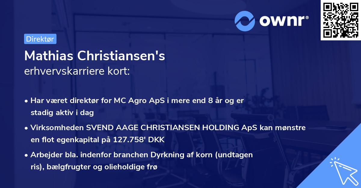 Mathias Christiansen's erhvervskarriere kort