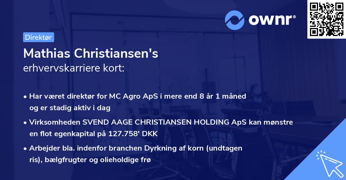 Mathias Christiansen's erhvervskarriere kort