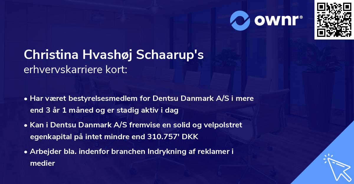 Christina Hvashøj Schaarup's erhvervskarriere kort