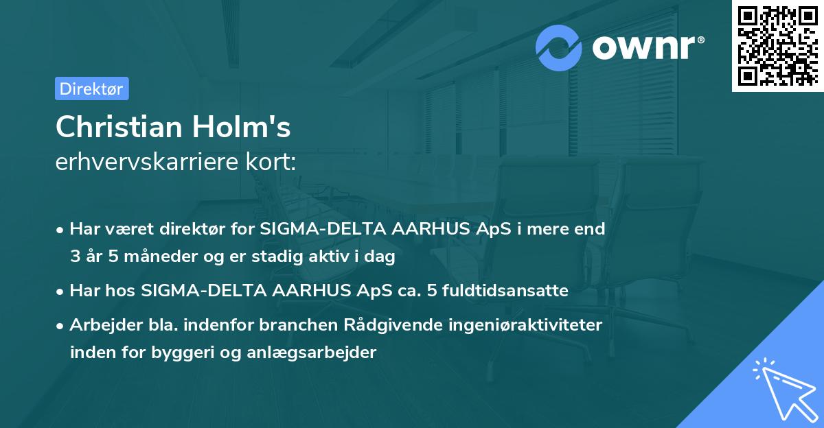 Christian Holm's erhvervskarriere kort