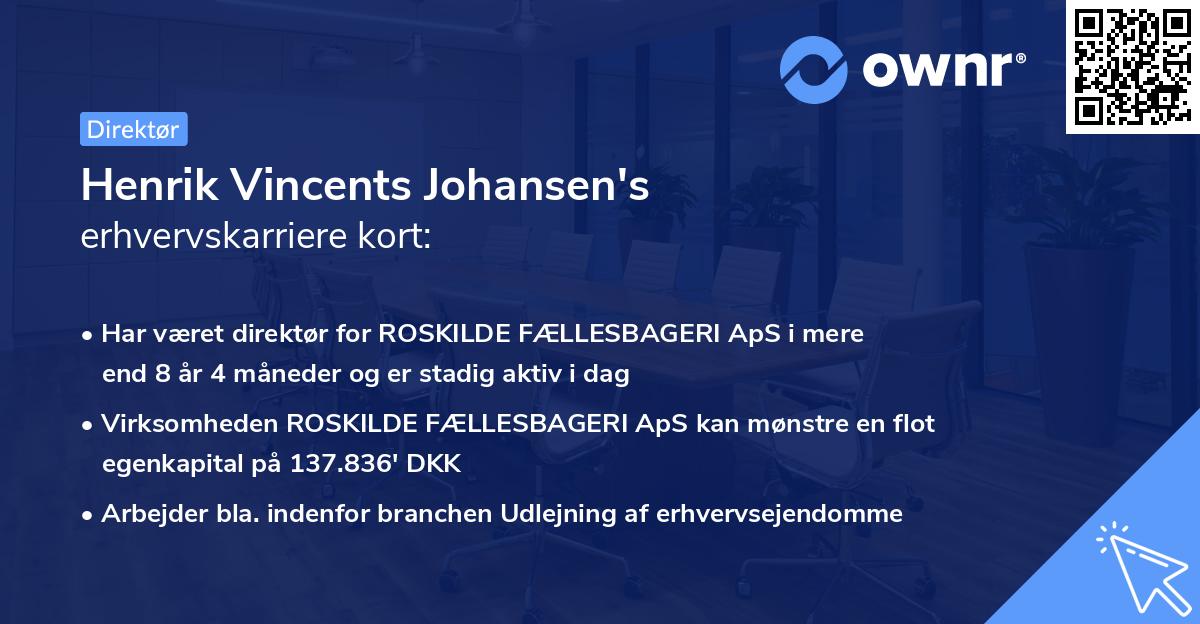 Henrik Vincents Johansen's erhvervskarriere kort