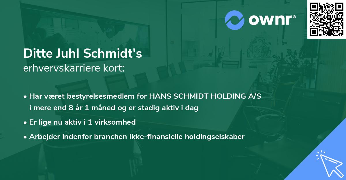 Ditte Juhl Schmidt's erhvervskarriere kort