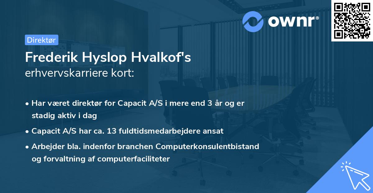 Frederik Hyslop Hvalkof's erhvervskarriere kort