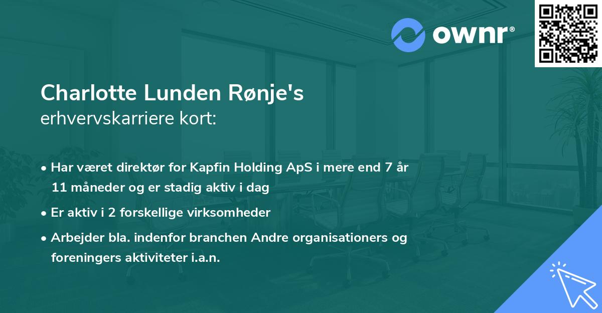 Charlotte Lunden Rønje's erhvervskarriere kort