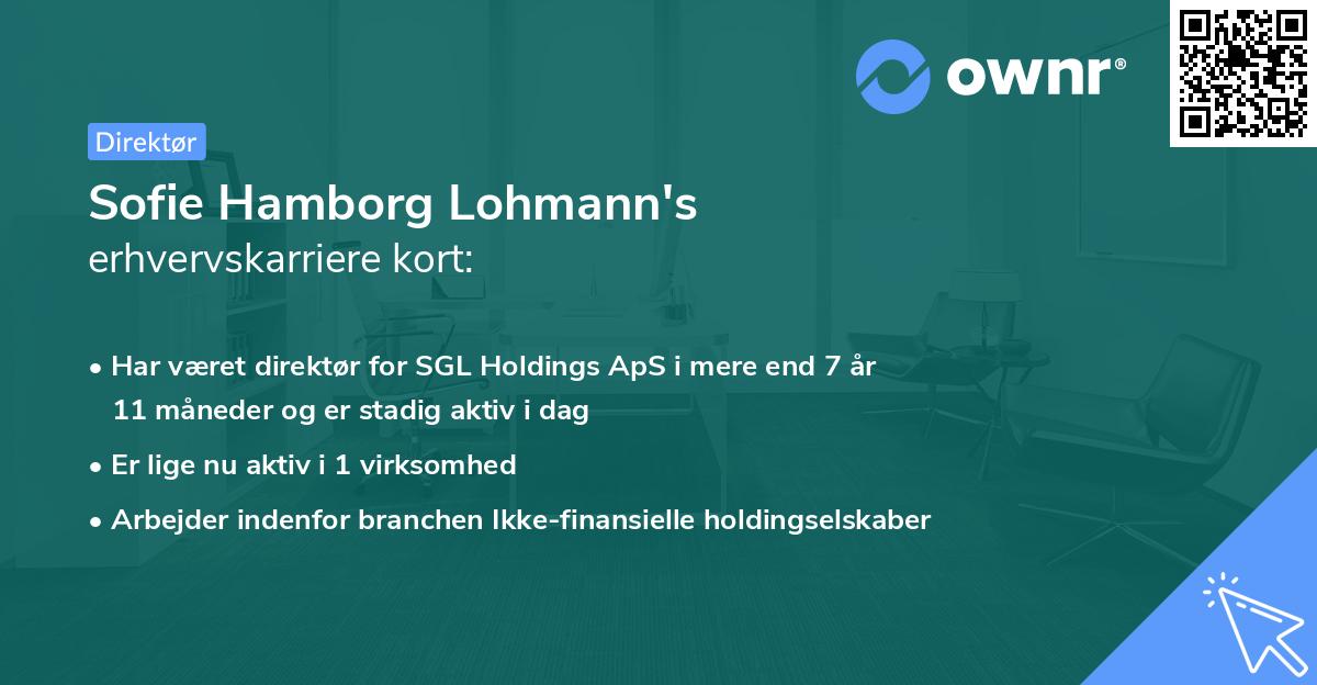 Sofie Hamborg Lohmann's erhvervskarriere kort