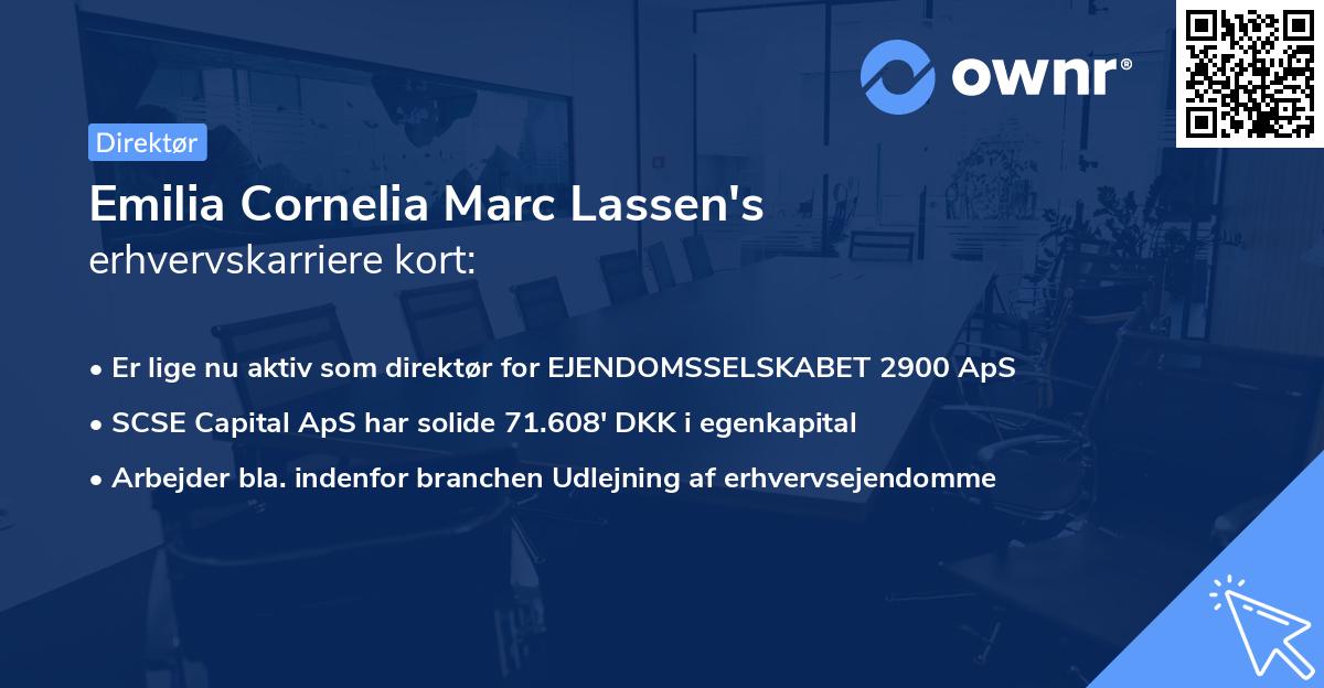 Emilia Cornelia Marc Lassen's erhvervskarriere kort