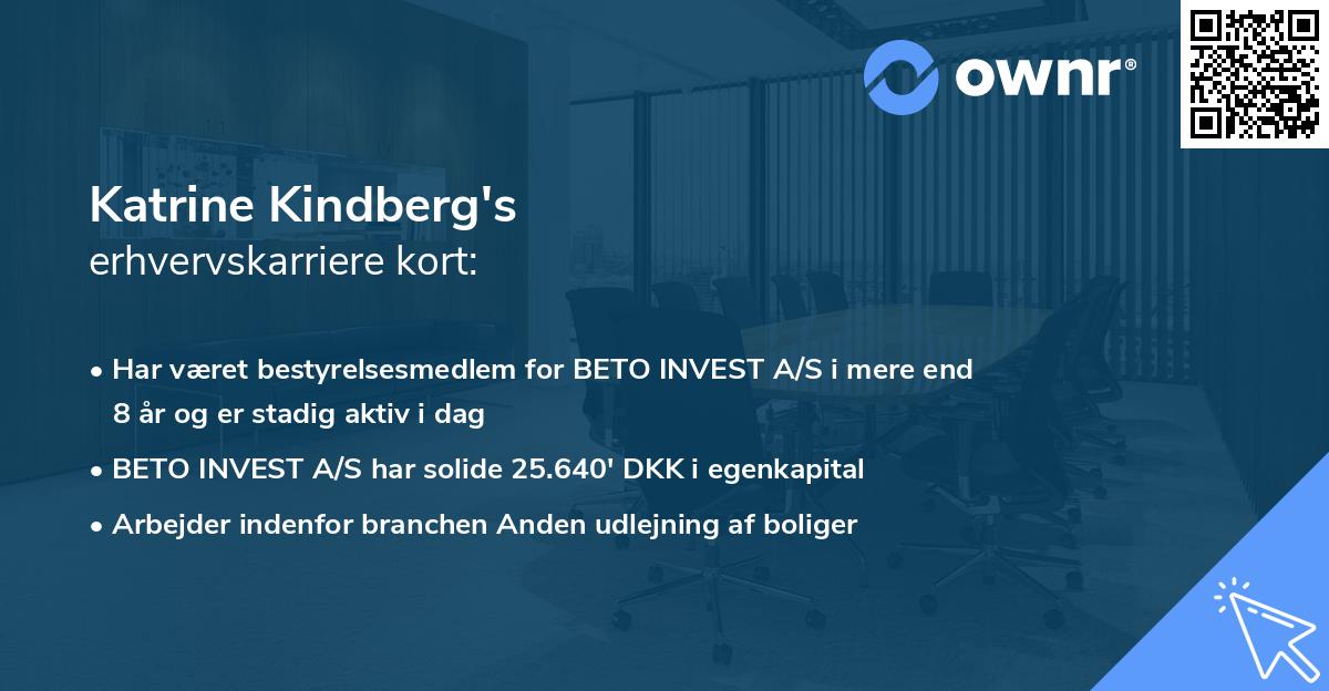 Katrine Kindberg's erhvervskarriere kort