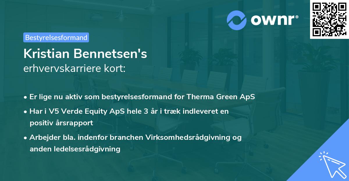Kristian Bennetsen's erhvervskarriere kort