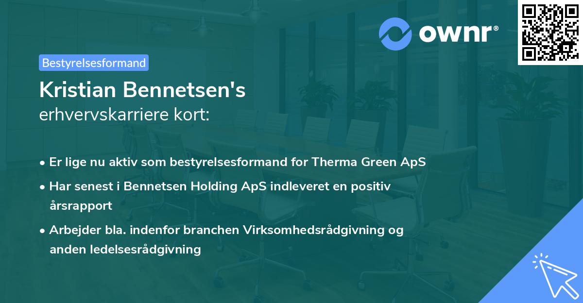 Kristian Bennetsen's erhvervskarriere kort
