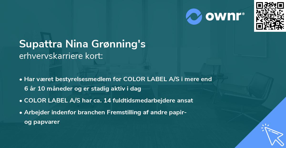 Supattra Nina Grønning's erhvervskarriere kort