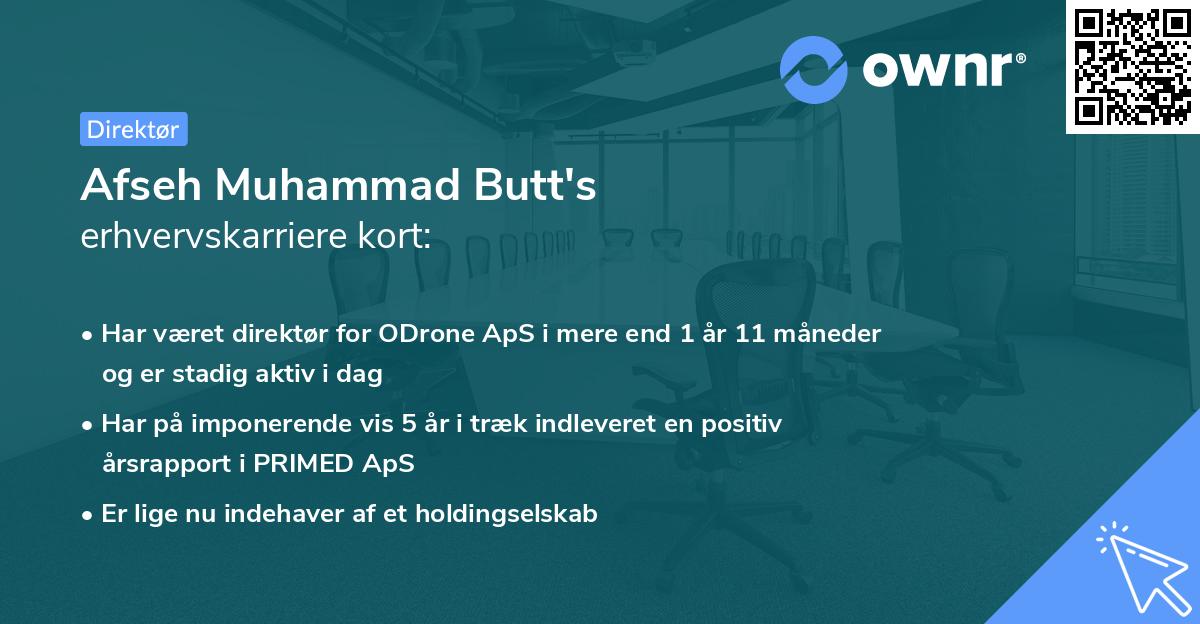 Afseh Muhammad Butt's erhvervskarriere kort