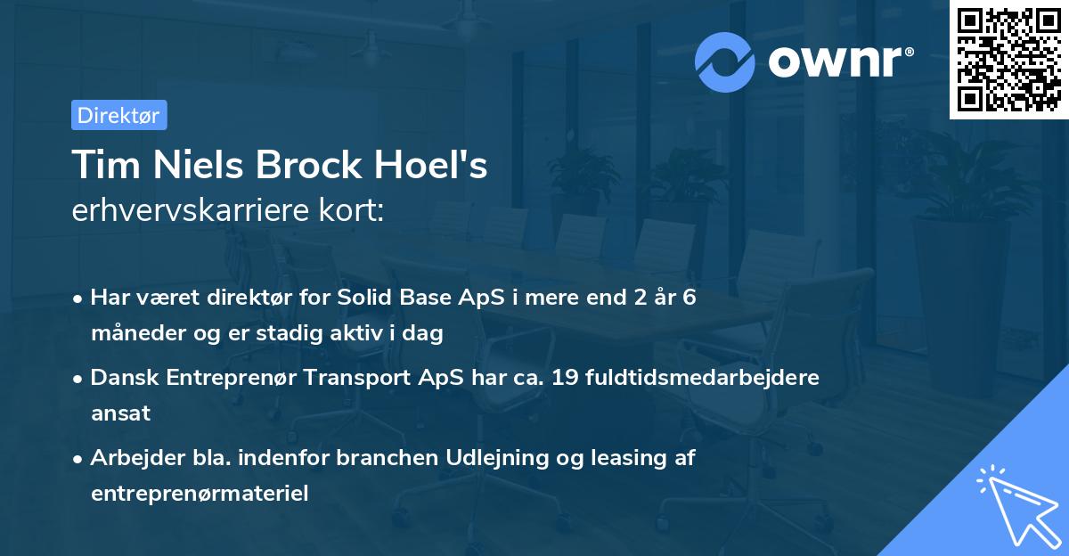 Tim Niels Brock Hoel's erhvervskarriere kort