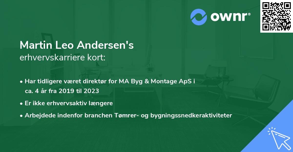 Martin Leo Andersen's erhvervskarriere kort