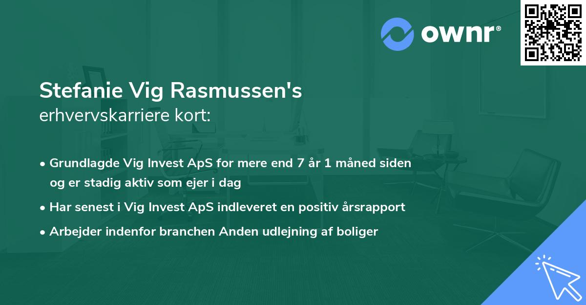 Stefanie Vig Rasmussen's erhvervskarriere kort
