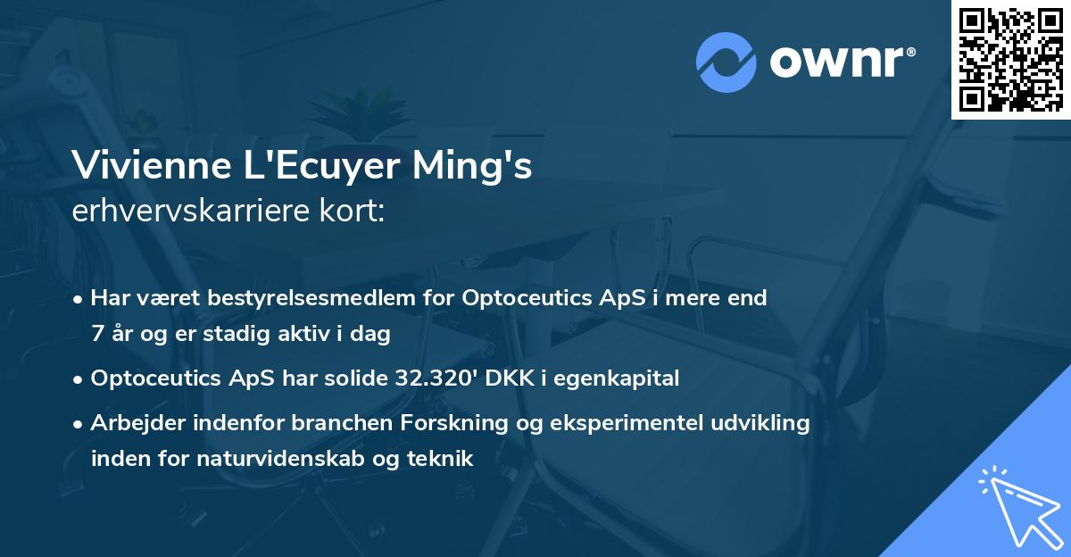 Vivienne L'Ecuyer Ming's erhvervskarriere kort