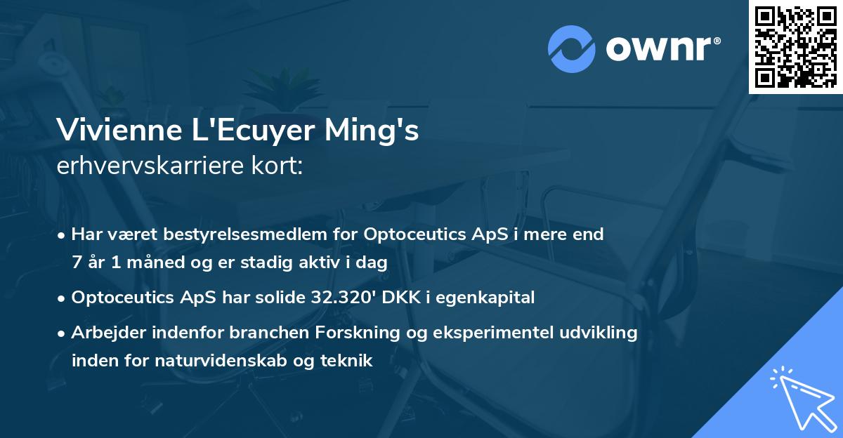 Vivienne L'Ecuyer Ming's erhvervskarriere kort