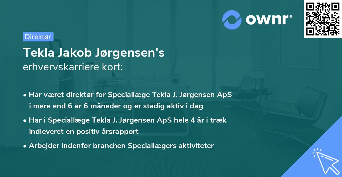 Tekla Jakob Jørgensen's erhvervskarriere kort