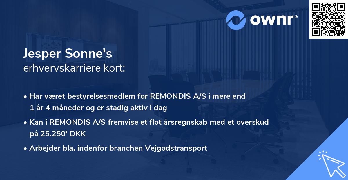 Jesper Sonne's erhvervskarriere kort