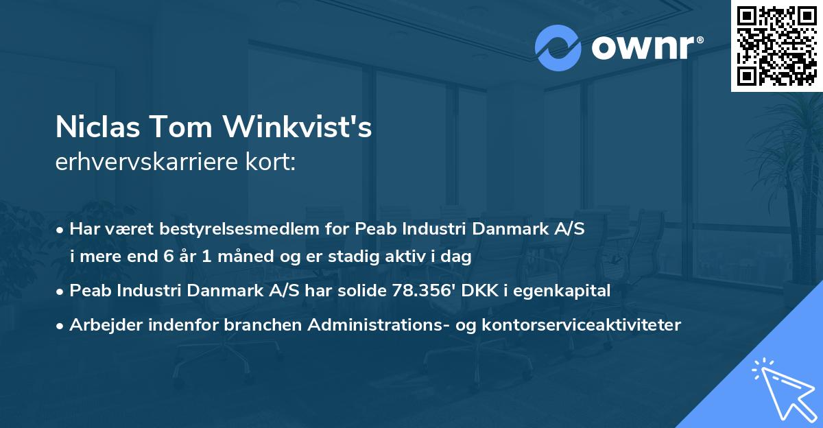 Niclas Tom Winkvist's erhvervskarriere kort