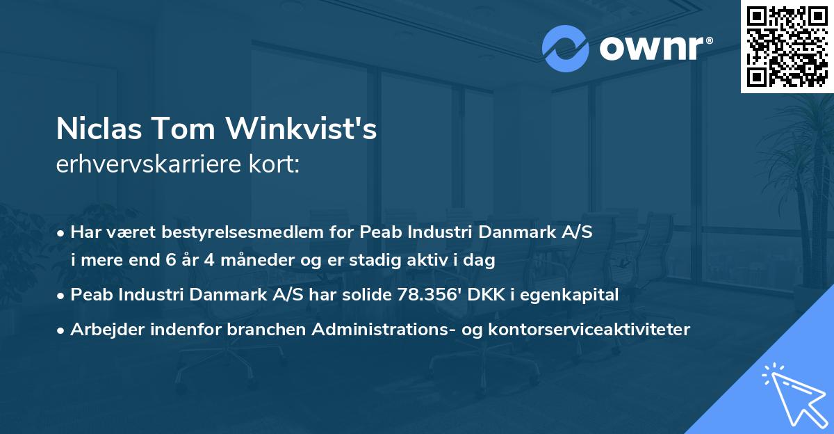 Niclas Tom Winkvist's erhvervskarriere kort