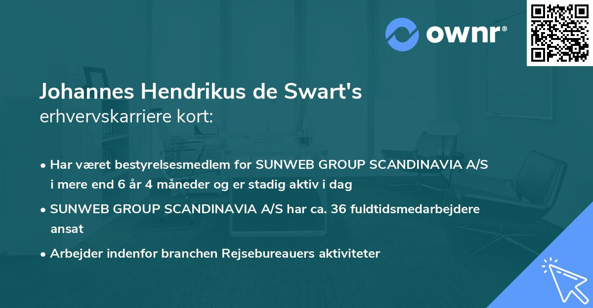 Johannes Hendrikus de Swart's erhvervskarriere kort
