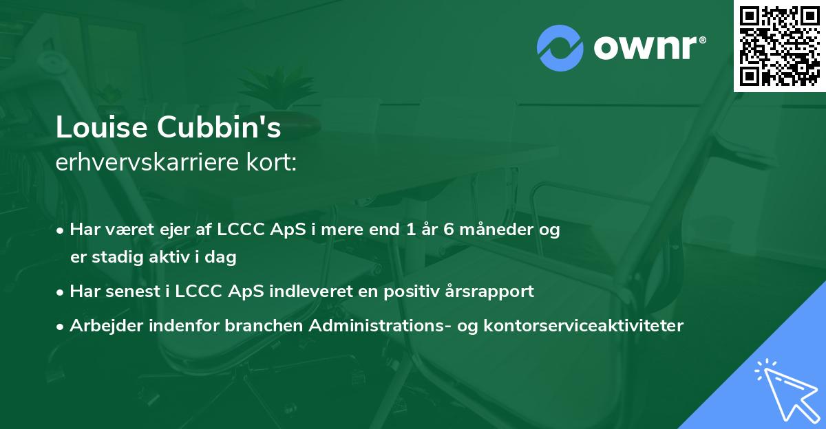 Louise Cubbin's erhvervskarriere kort