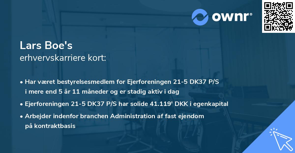 Lars Boe's erhvervskarriere kort